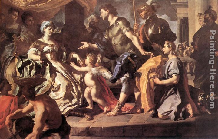 Dido Receiveng Aeneas and Cupid Disguised as Ascanius painting - Francesco Solimena Dido Receiveng Aeneas and Cupid Disguised as Ascanius art painting